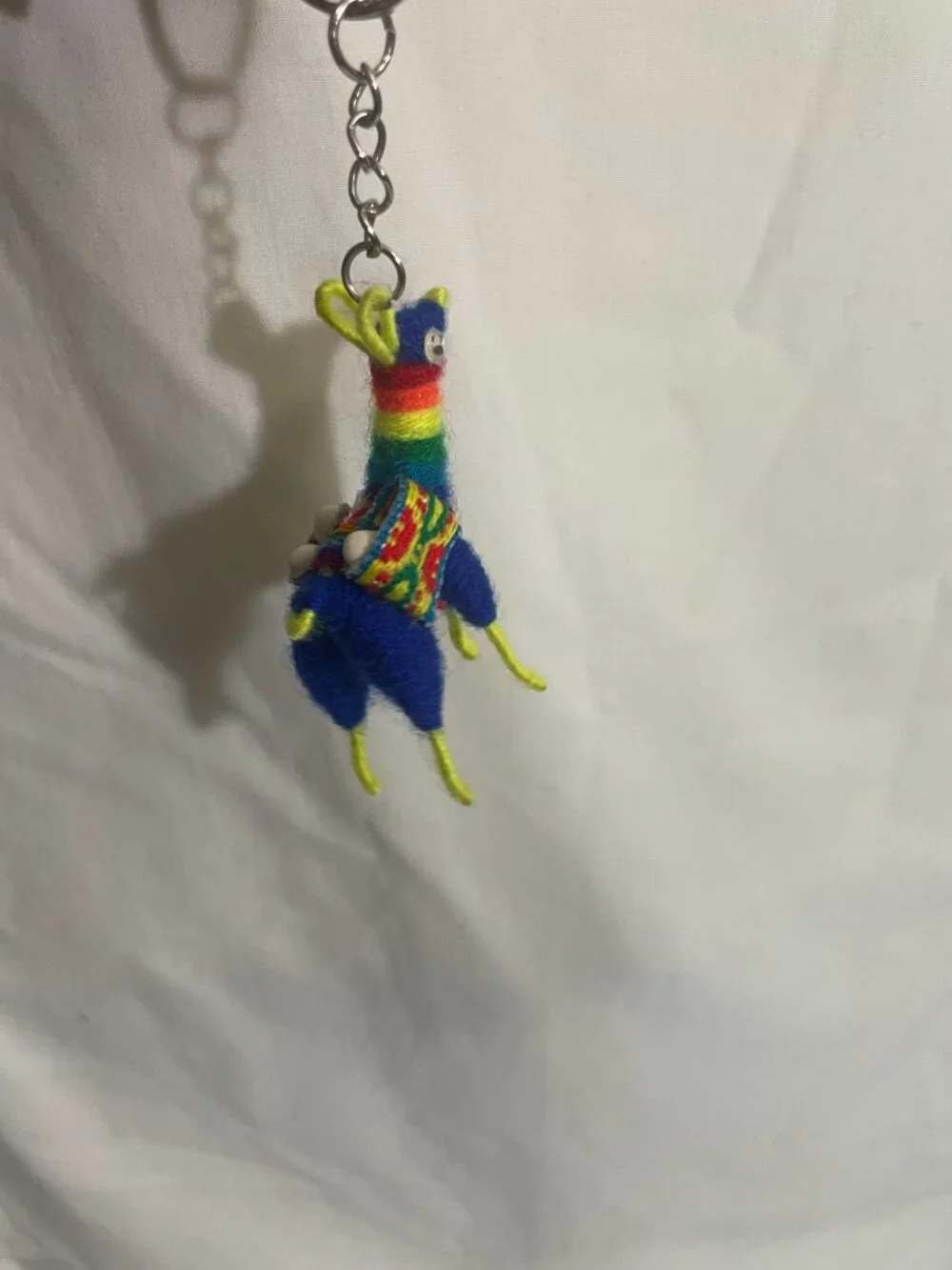 Handmade Woven Rainbow Llama Alpaca Keychain Mini Textile Souvenir Charm